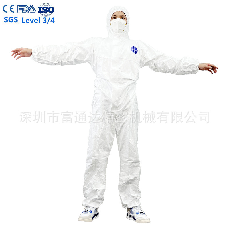 工厂价格Tyvek 600一次性白色防护服用于住院病房防飞沫 Cat iii