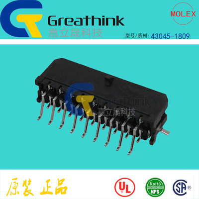 43045-1809 430451809 MOLEX原厂Micro-Fit 3.0直角贴片18P针座