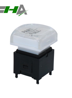 昭华供应C3035系列无声LED灯按键开关 方形水晶帽盖 菲林字符可选