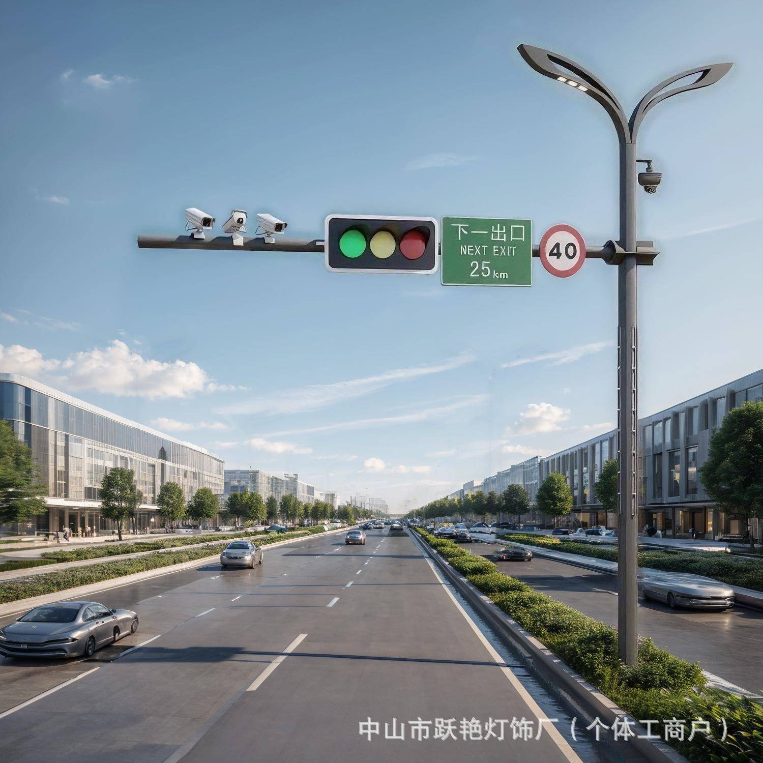 户外路灯综合杆市政红绿灯共杆标志指示牌滑槽多杆合一交通立杆灯