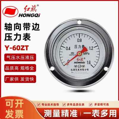 询价HONGQI红旗Y-60ZT面板背式轴向压力表带边60mm埋入法兰M14*1.