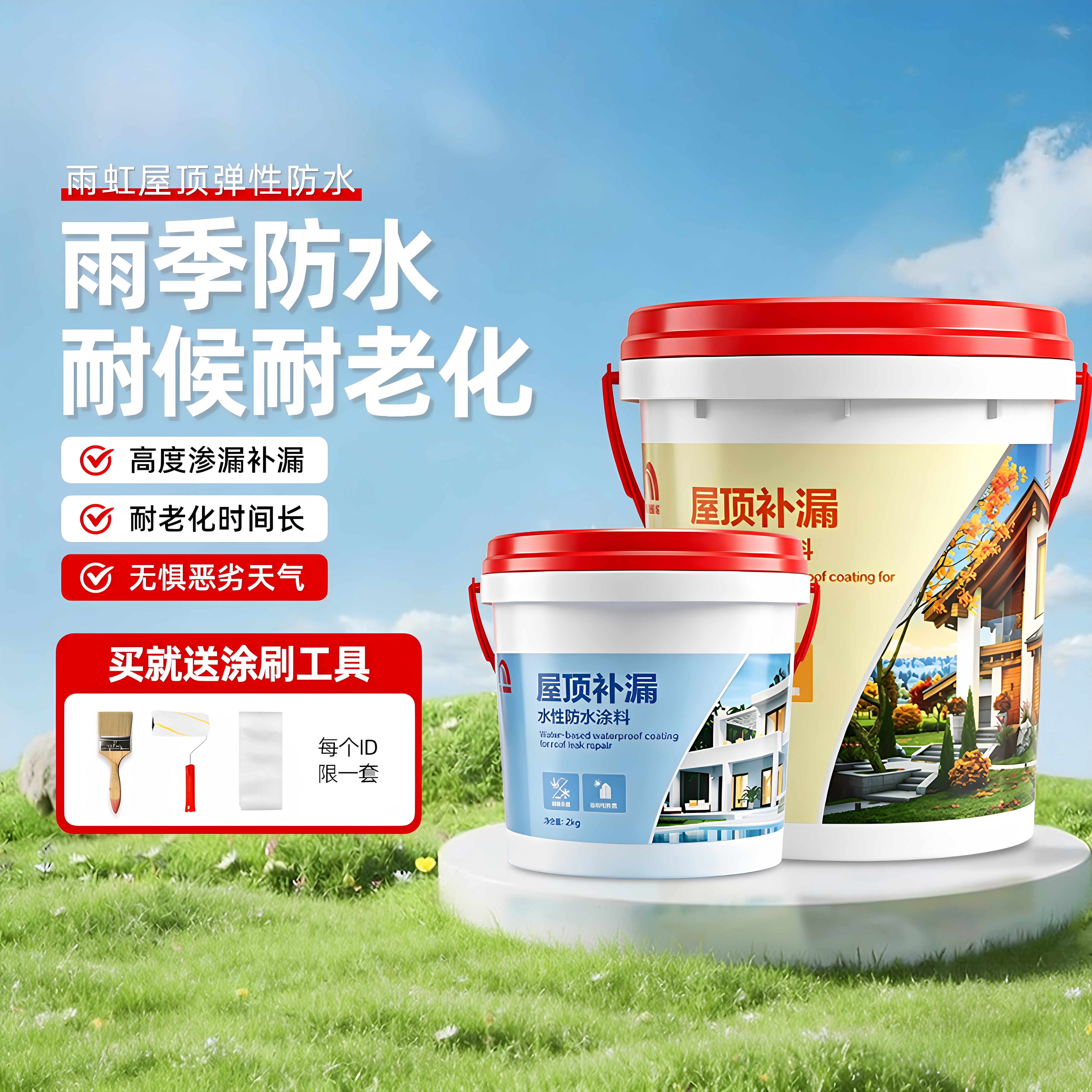 东方雨虹防水可外露屋顶涂料沥青外墙防水胶裂缝漏水补漏堵漏材料