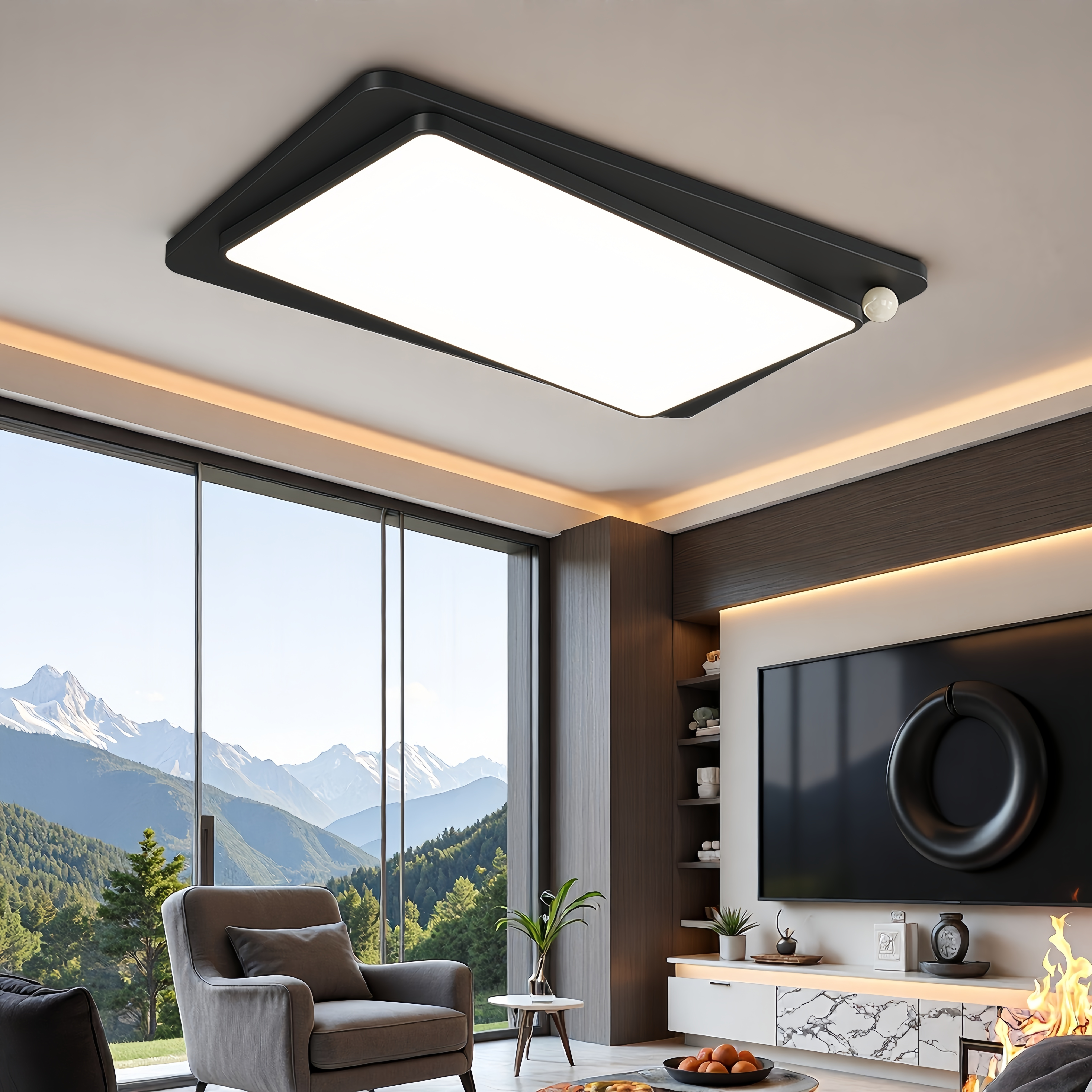 意式极简吸顶灯客厅主灯LED大气创意简约黑色高级护眼主卧房间灯