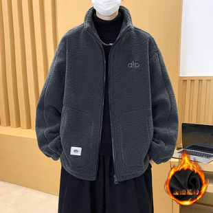 羊羔绒男士冬衣外套加绒加厚保暖开衫初高中学生男生入冬超厚棉服