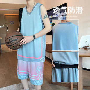 2025新款青少年篮球服套装男夏季冰丝速干运动训练服大童加肥加大