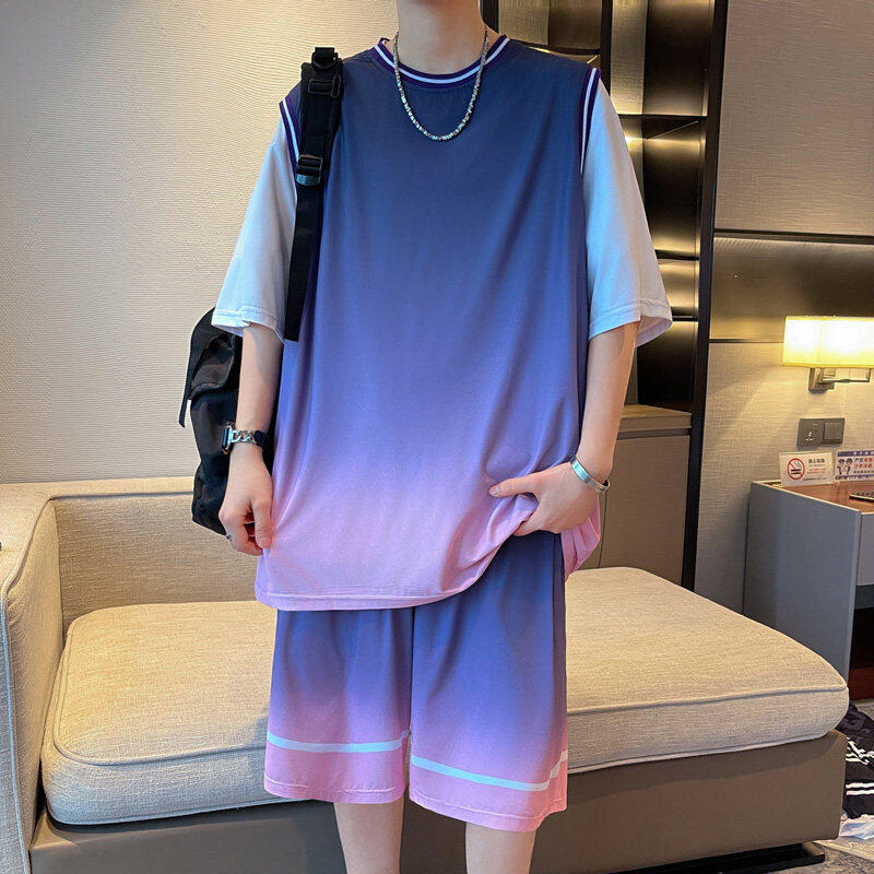 青少年冰丝球衣初中学生短袖t恤夏季篮球服训练服速干运动套装男