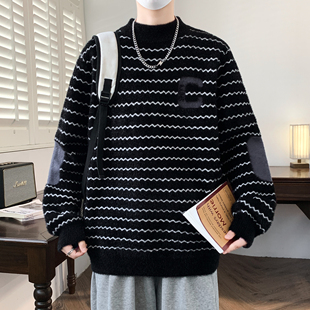 青少年毛衣男款冬季加厚初高中学生加绒加厚针织衫男生内搭冬装