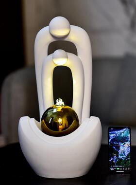 点岛引财引宝流水喷泉饰品家居用品前台收银现代装饰水景开幕礼