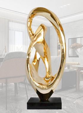 现代样板间轻奢落地雕塑装饰酒店大厅电镀摆件会所客厅软装艺术品