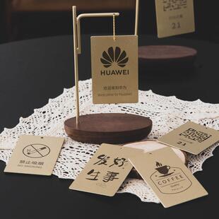 胡桃木禁止吸烟提示牌立牌桌牌号二维码扫码点餐牌数字台卡定制做