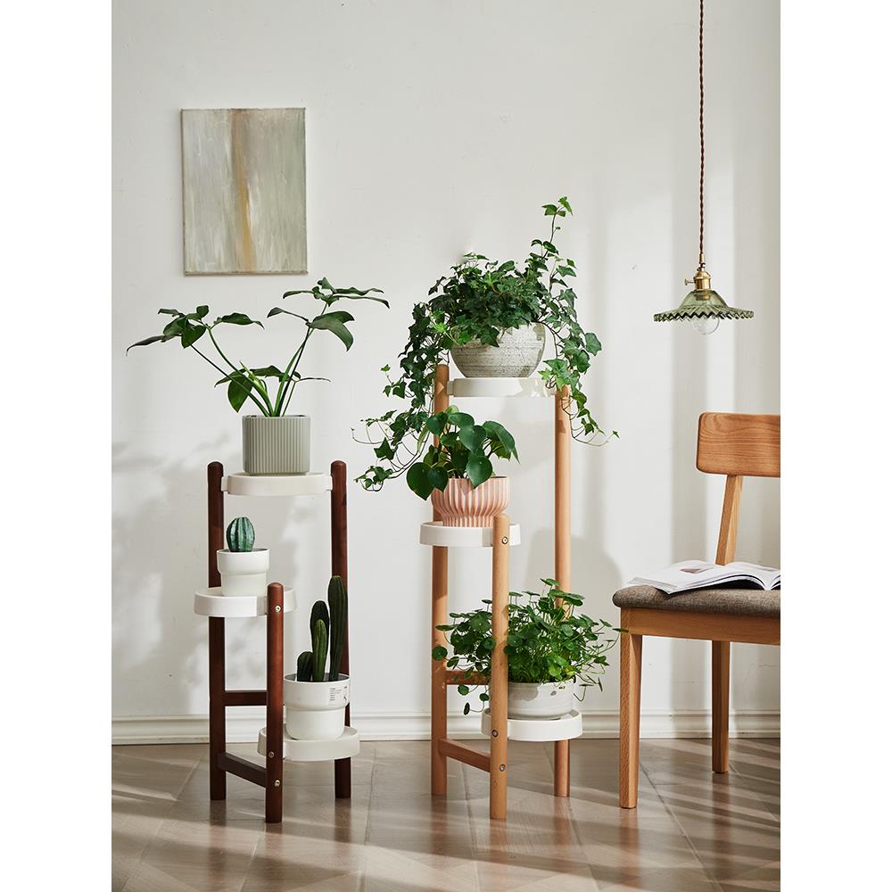 多肉花架子实木转角多层花盆架室内客厅电视柜旁阳台收纳置物架