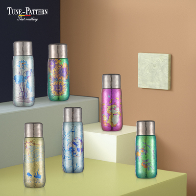 TUNE-PATTERN纯钛保温杯高档彩绘熊猫钛杯磁吸纯钛水杯双层钛杯子