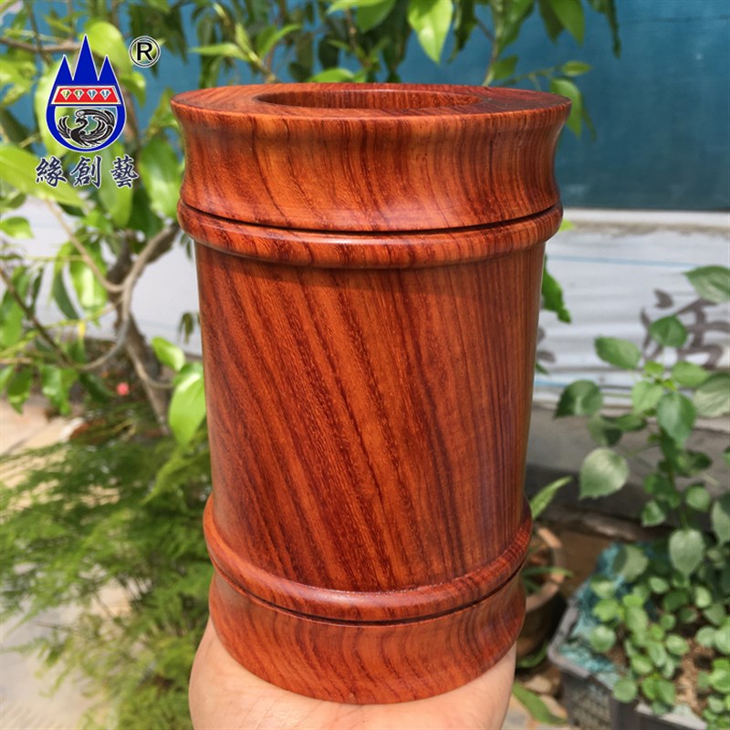 红木树瘤笔筒缅甸花梨实木水波纹精品收纳笔插整木料挖空精品笔罐