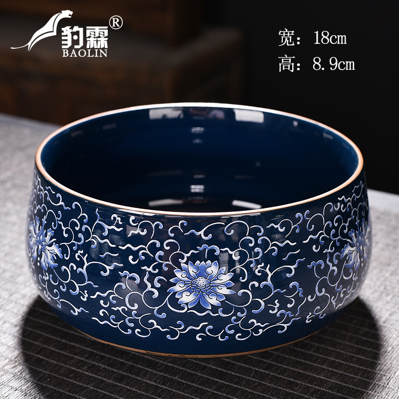 青花瓷珐琅彩茶洗茶杯陶瓷笔洗水盂家用水洗缸茶碗盆功夫茶具配件