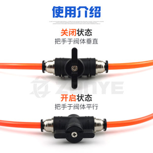 12MM气动接头手动开关气阀球阀 气管快速接头塑料手阀BUC8