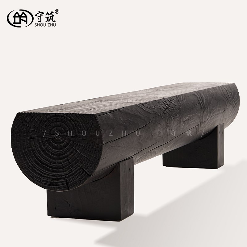 实木长条凳设计师民宿家具床尾凳酒店服装店展示凳原木休息换鞋凳
