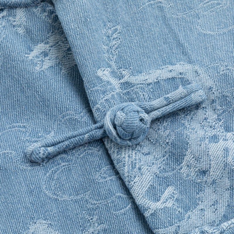 春季唐装男中式改良手工盘扣纯棉牛仔外套复古宽松龙纹提花中国风,男装,唐装,淘宝优惠券,粉丝福利购,淘宝优惠卷