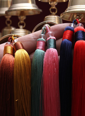 加厚双流苏黄铜铃铛一串风铃挂饰家居室内店铺提醒挂件悦耳中国结