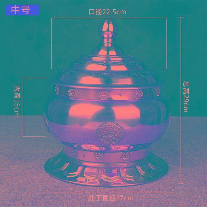 铜贴花糌粑盒糌粑桶/藏式摆饰家居饰品罐紫铜婚庆器客厅茶几