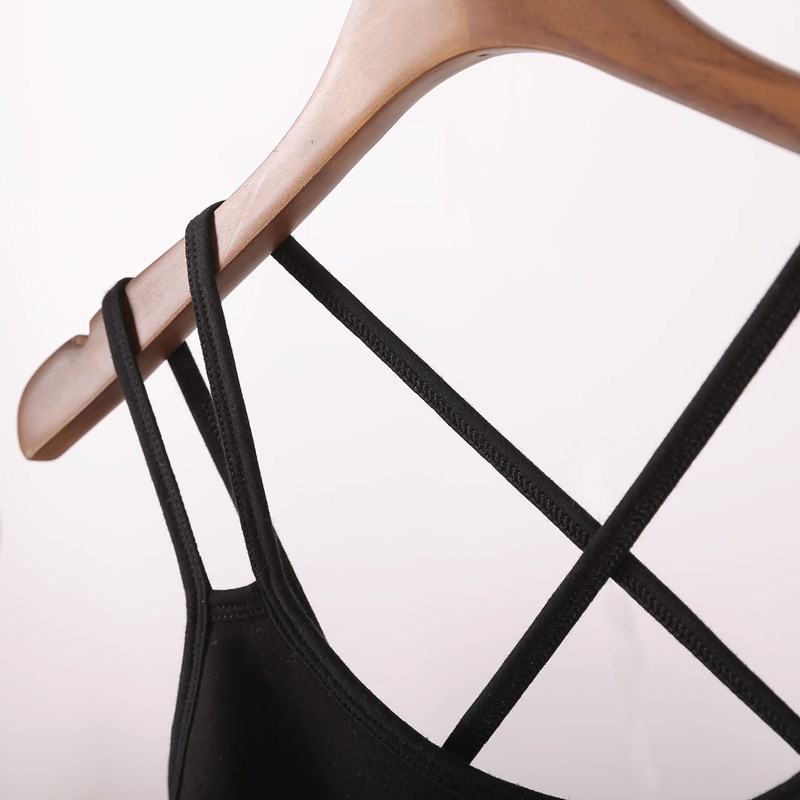 冬交叉美背短款加绒加厚甜辣吊带背心女内搭打底衫保暖小掉带黑色