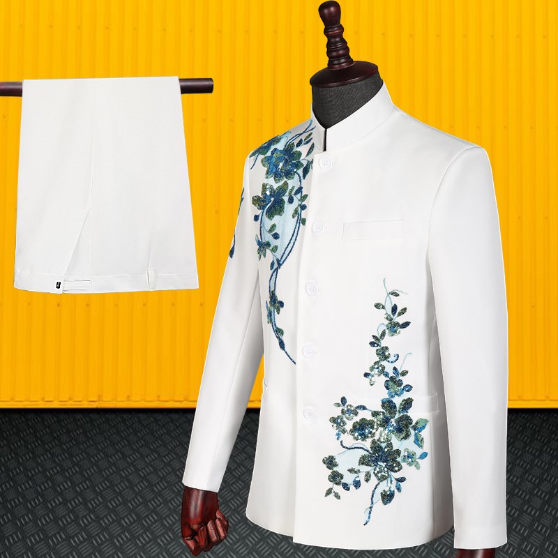 男士中山装中山服中式婚礼礼服中国风大合唱团主持人指挥演出服