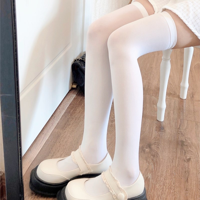 JK白丝女春夏季薄款黑丝长筒袜大腿袜子烟灰色高筒袜奶白色过膝袜