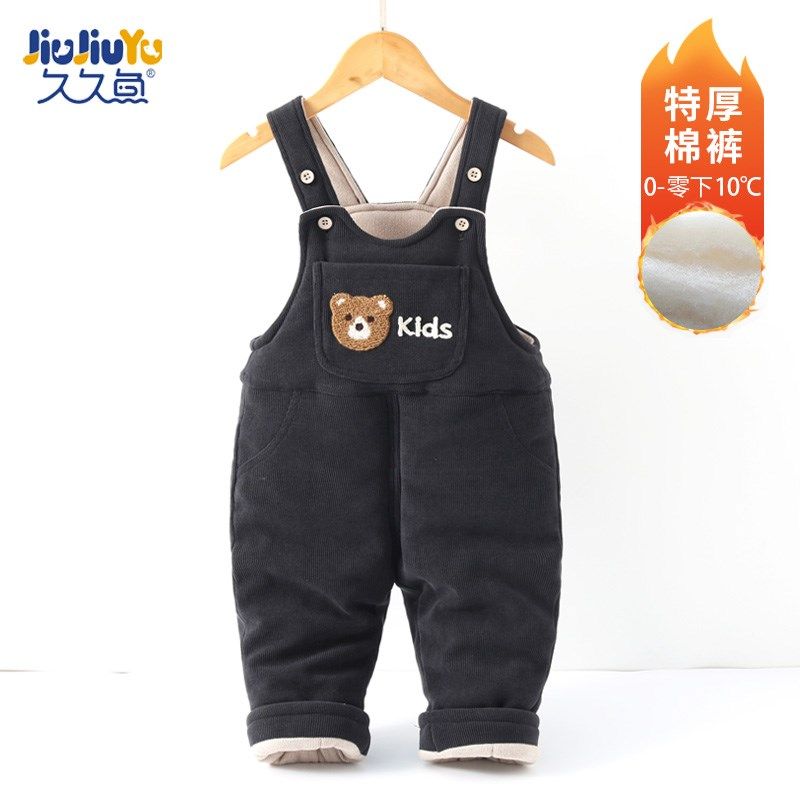 宝宝背带棉裤冬加厚夹棉外穿一岁男童儿童女男宝婴儿背带裤秋冬款