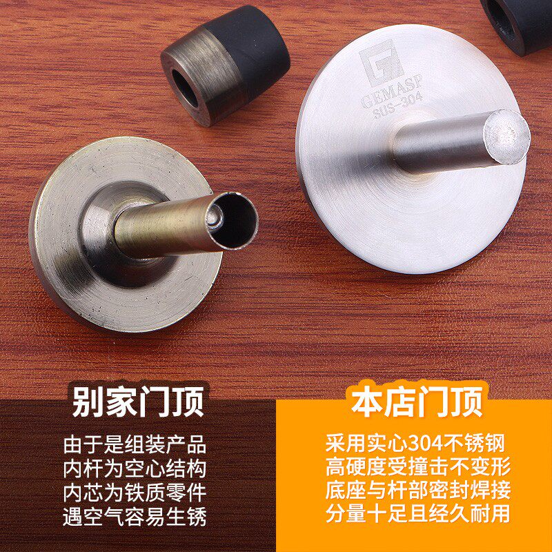 免打孔门顶不锈钢加长门档防撞器卫生间玻璃门碰橡胶门挡防风门阻