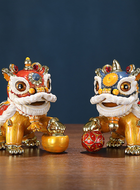 国潮醒狮子摆件舞狮玄关装饰品新年贺岁礼品结婚开业乔迁新居礼物