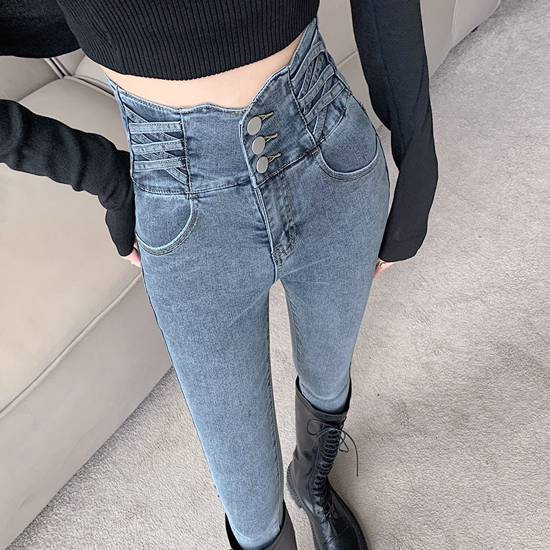 高腰小脚紧身牛仔裤女小个子2024年新款弹力显瘦夏季款九分铅笔裤