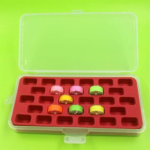 28格梭芯盒加厚带海绵固定梭芯盒针线盒缝纫机工具梭芯收纳盒塑料