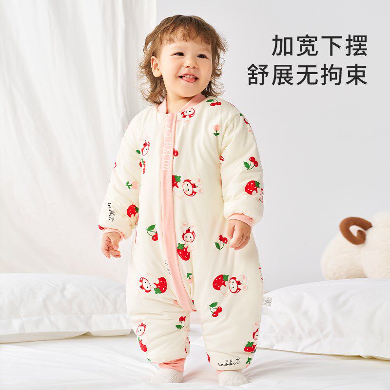 秋冬款婴儿睡袋恒温保暖 分腿设计防踢被睡袍 棉布材质保暖睡袋