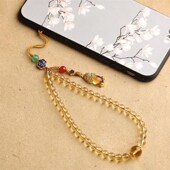 手机挂件吊坠女款 古风挂饰貔貅黄水晶手机链挂绳短手腕女挂节日礼