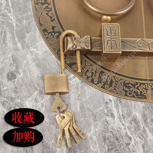 中式纯铜古建别墅大门铜把手门栓四合院门环装饰老式木门黄铜插销