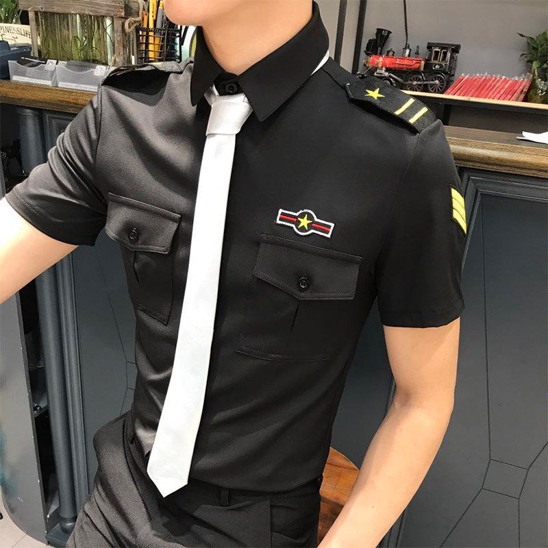 夏季薄款理发美发师空少服酒吧KTV服务员工作服男士短袖衬衫衬衣,男装,衬衫,淘宝优惠券,粉丝福利购,淘宝优惠卷