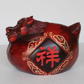 生肖龙实木储蓄罐家居摆件客厅书桌装 饰工艺品存钱罐创意生日礼物