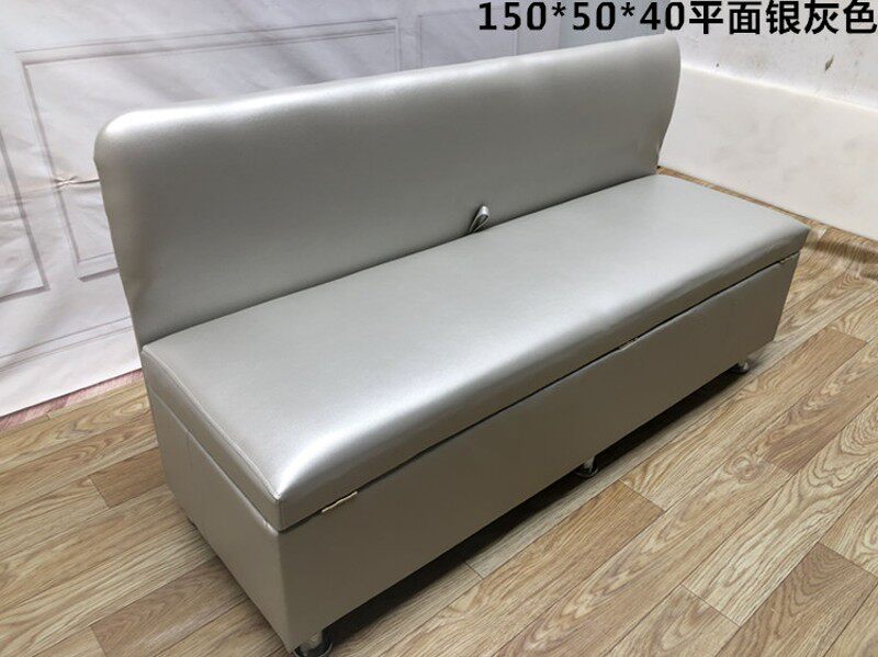 新款理发店沙发凳带背带储物服装店换鞋凳收纳家用门口卡座长条椅