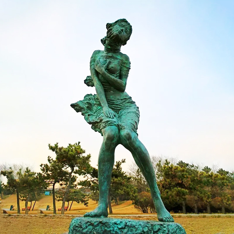 城市广场海风女孩塑像定制园林景观铜雕像艺术品纪念堂雕塑品摆件