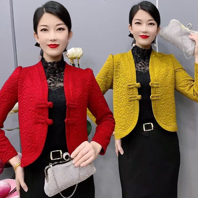 中式盘扣上衣女秋冬新款夹棉短款复古中国风中老年妈妈配旗袍外套,女装/女士精品,短外套,淘宝优惠券,粉丝福利购,淘宝优惠卷
