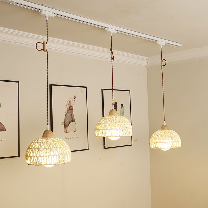 日式藤艺吊线可移动轨道灯复古民宿餐厅灯补光商店吧台橱窗导轨灯,家装灯饰光源,轨道灯,淘宝优惠券,粉丝福利购,淘宝优惠卷