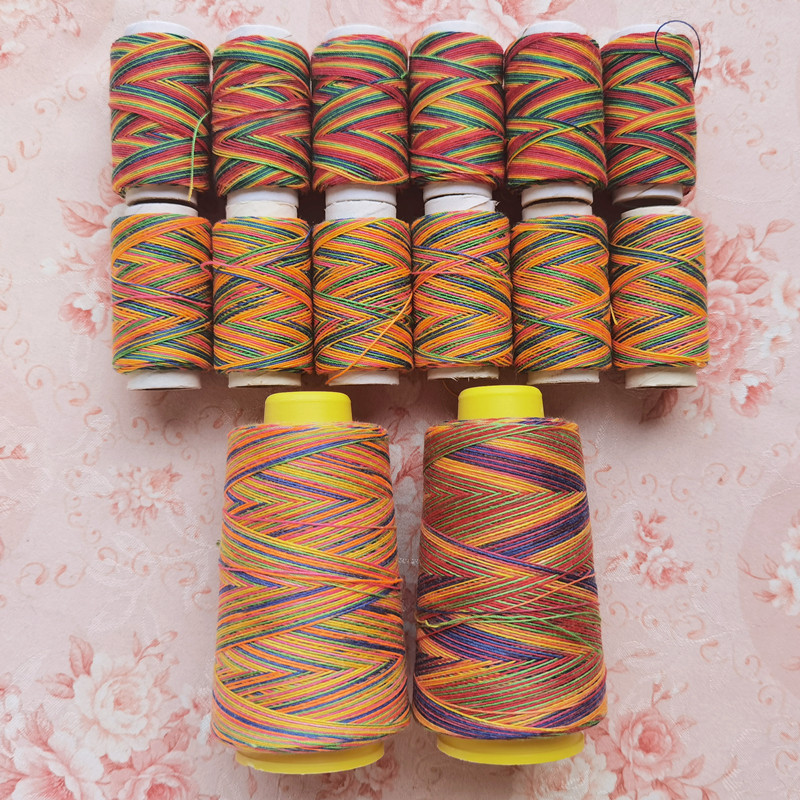 七彩线宝塔线 203粗线涤纶渐变线绣鞋垫缝纫线家用手缝线牛仔线卷