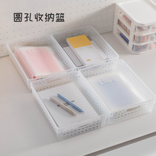 塑料桌面文件收纳篮A4纸收纳筐文具杂物分类整理储物盒办公室家用
