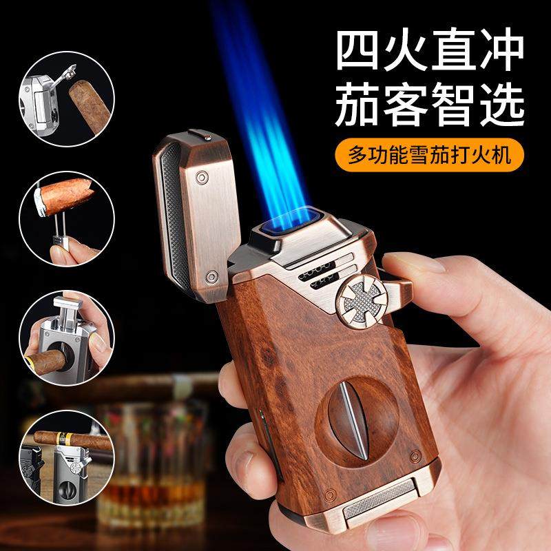 创意四直冲打火机防风金属机身炫酷打火机高级感多功能打火机礼品