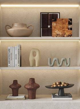 侘寂风高级感小众家居装饰品陶瓷花瓶民宿复古酒柜摆件