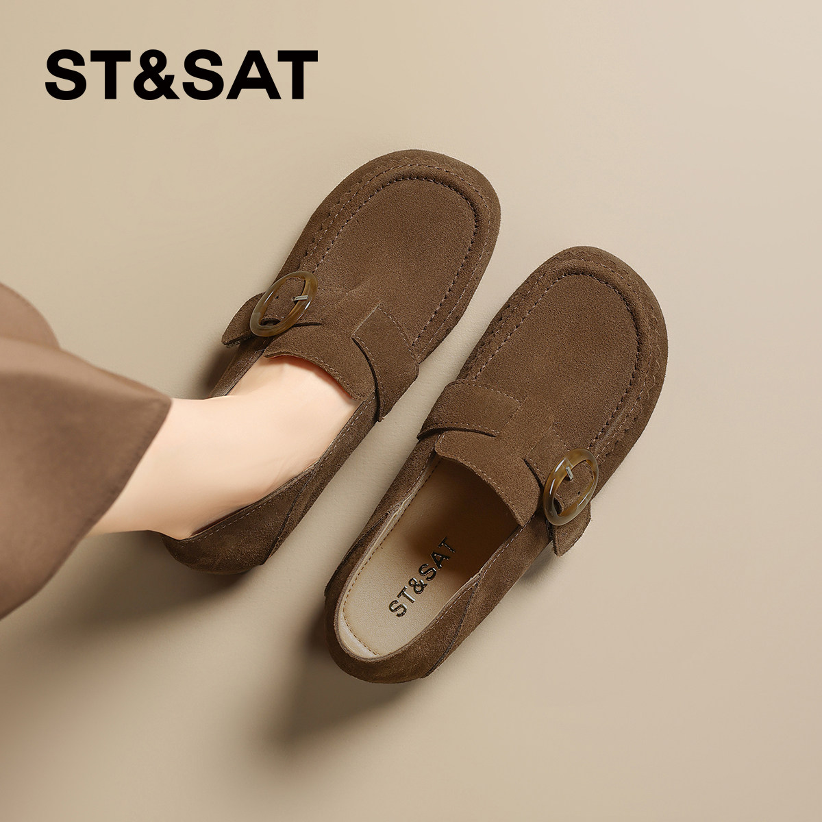 星期六复古真皮软底勃肯鞋女鞋子2026新款春季一脚蹬豆豆鞋单鞋子,女鞋,勃肯鞋/软木鞋,淘宝优惠券,粉丝福利购,淘宝优惠卷