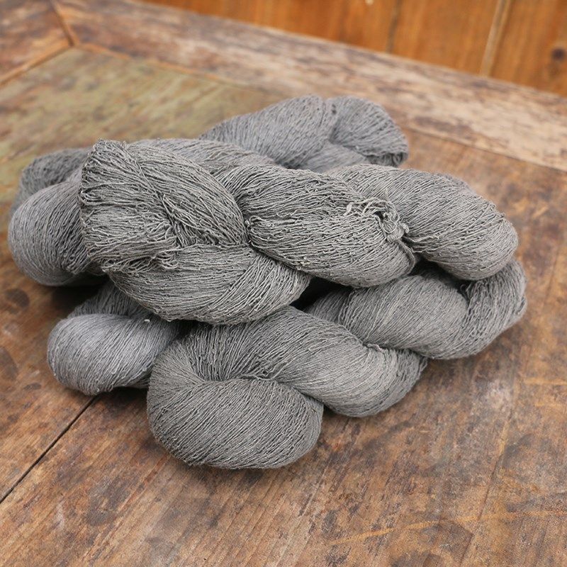 优选倚山人半手捻植物草木染灰色棉线手缝绣DIY刺子手工织布教学