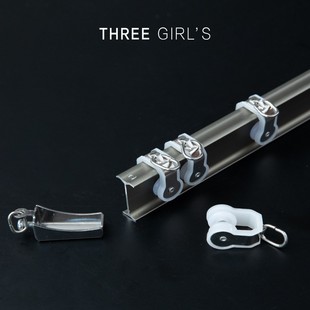 加厚铝合金飘窗窗帘静音弯轨U型L型单双轨道可弯曲滑轨滑轮顶侧装