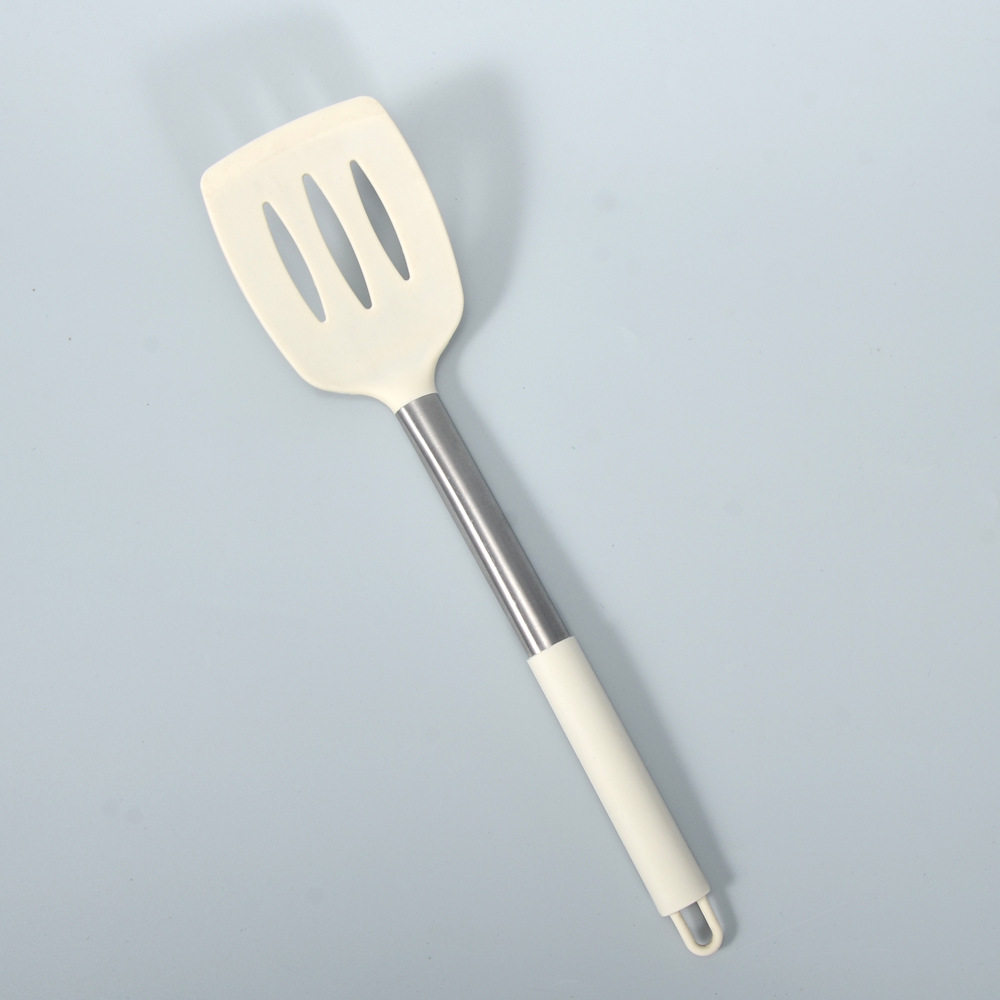 硅胶厨具不锈钢管柄煎铲食品级耐高温铲子烹饪家用漏铲硅胶铲