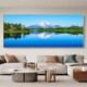 优选平静湖面湖泊山水画青山绿水树林蓝天白云客厅办公室背景墙装