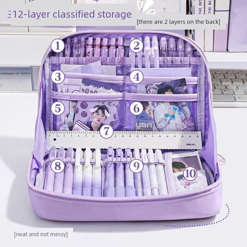 优选2025新款超大容量铅笔袋12层女生文具盒女生初中高望风文具袋,文具电教/文化用品/商务用品,笔袋,淘宝优惠券,粉丝福利购,淘宝优惠卷